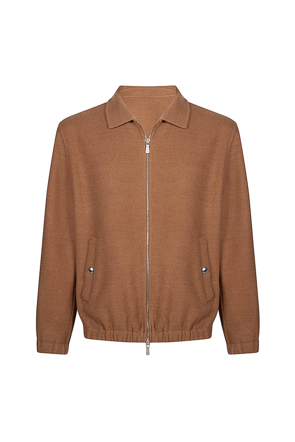 FULL ZIP BOMBER JACKET WITH SHIRT COLLAR