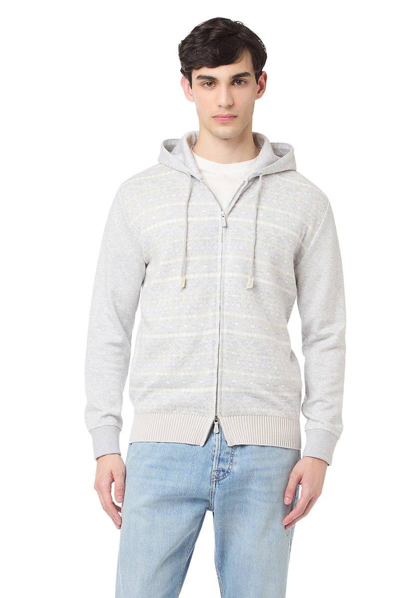 BI-MATERIAL JACKET SWEATER