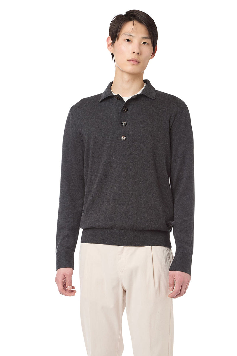 COTTON CASHMERE KNITTED POLO