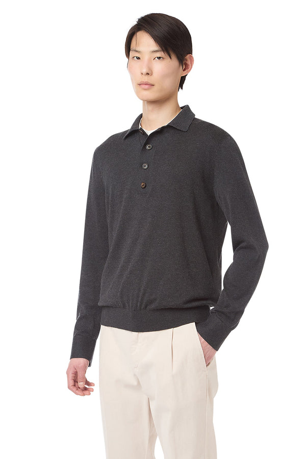 COTTON CASHMERE KNITTED POLO