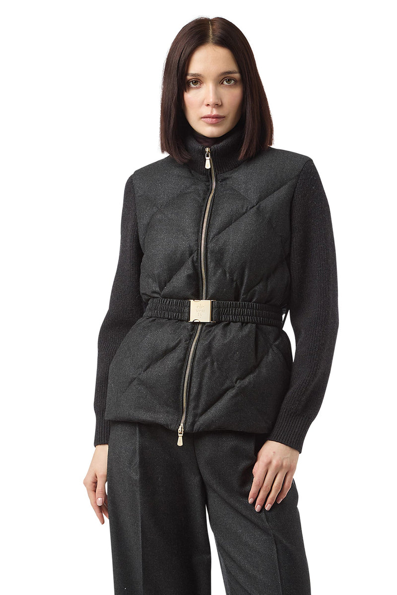 BI-MATERIAL BELT JACKET