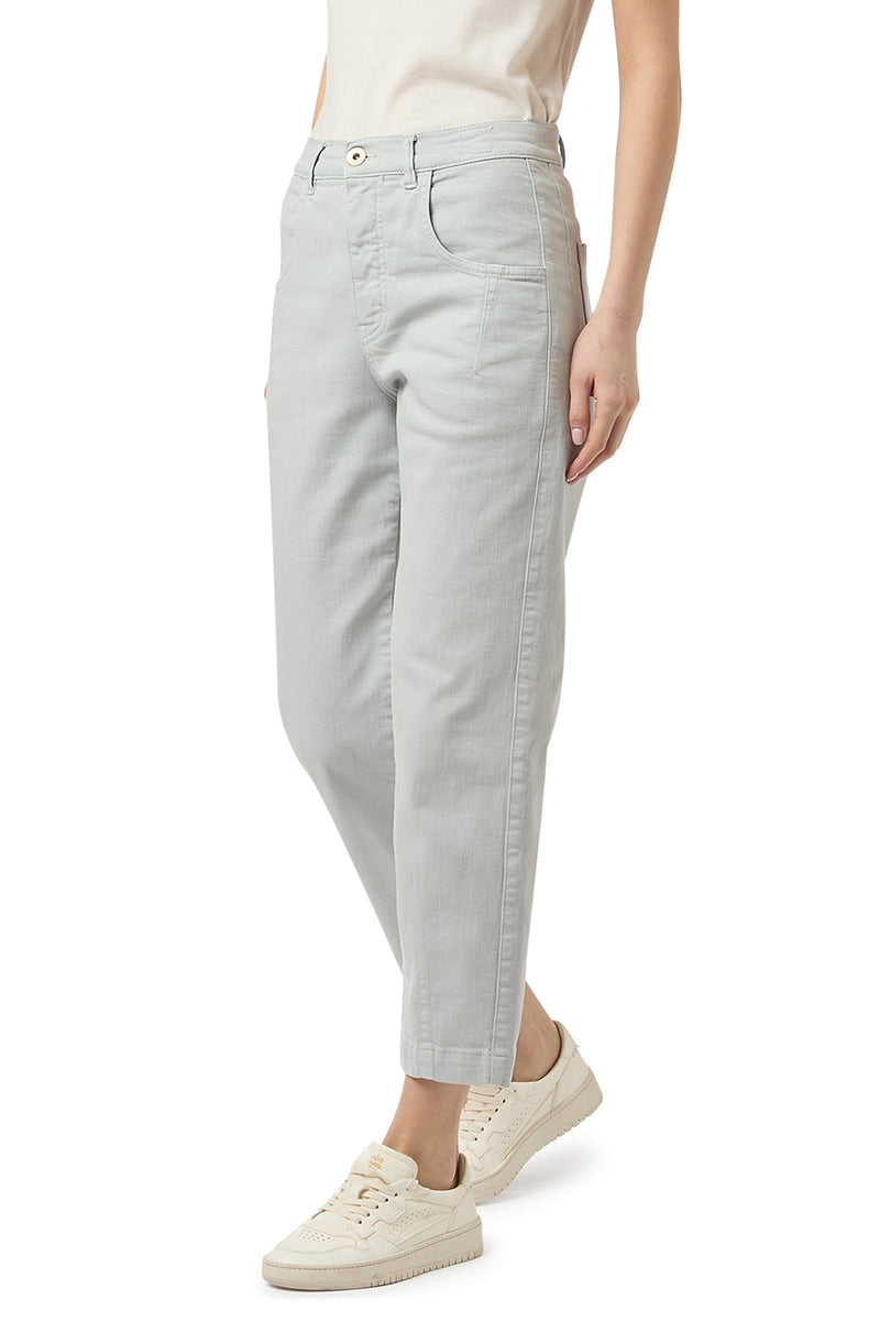 Denim trousers with pleats