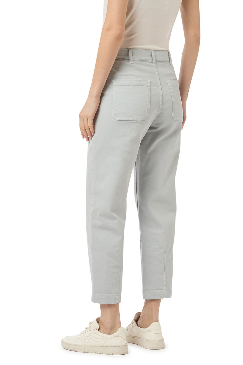 Denim trousers with pleats