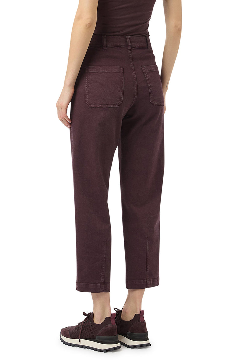 Denim trousers with pleats