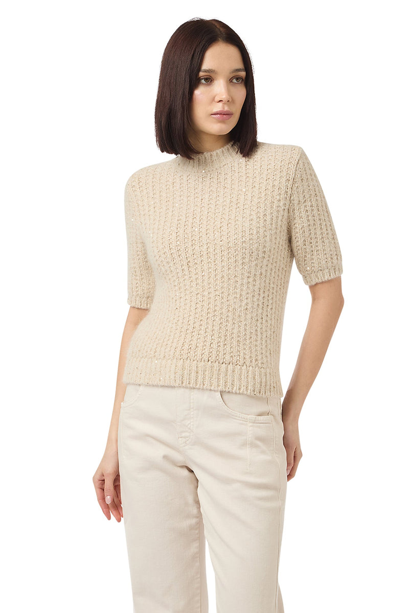 CREW NECK SHORT SLEEVE SWEATER