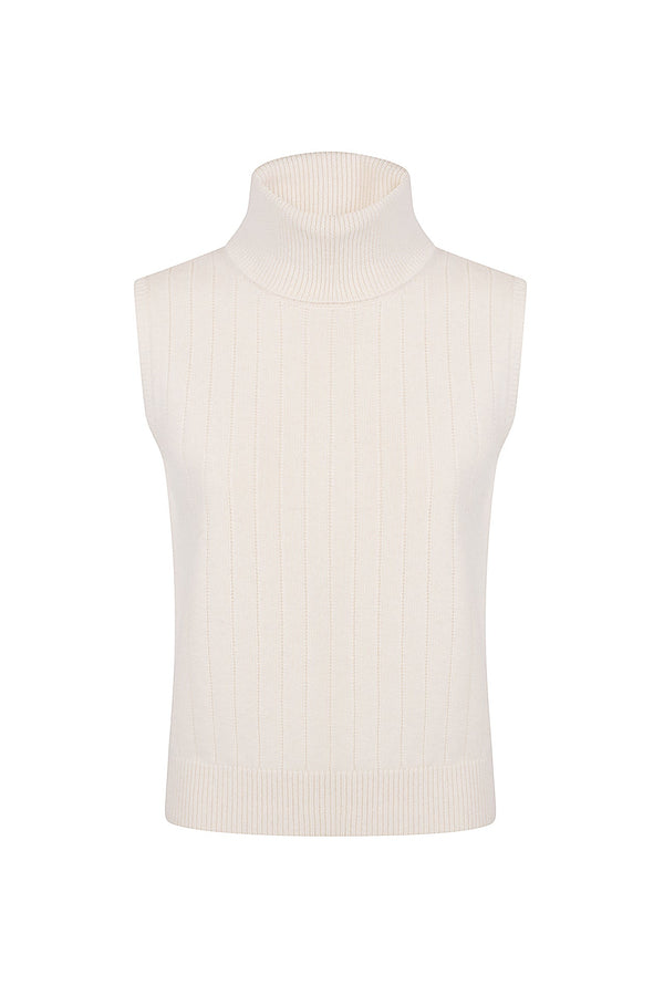 RIBBED SLEEVELESS SWEATER