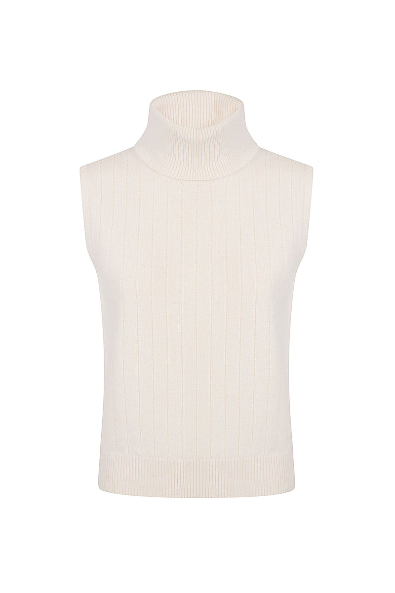 RIBBED SLEEVELESS SWEATER
