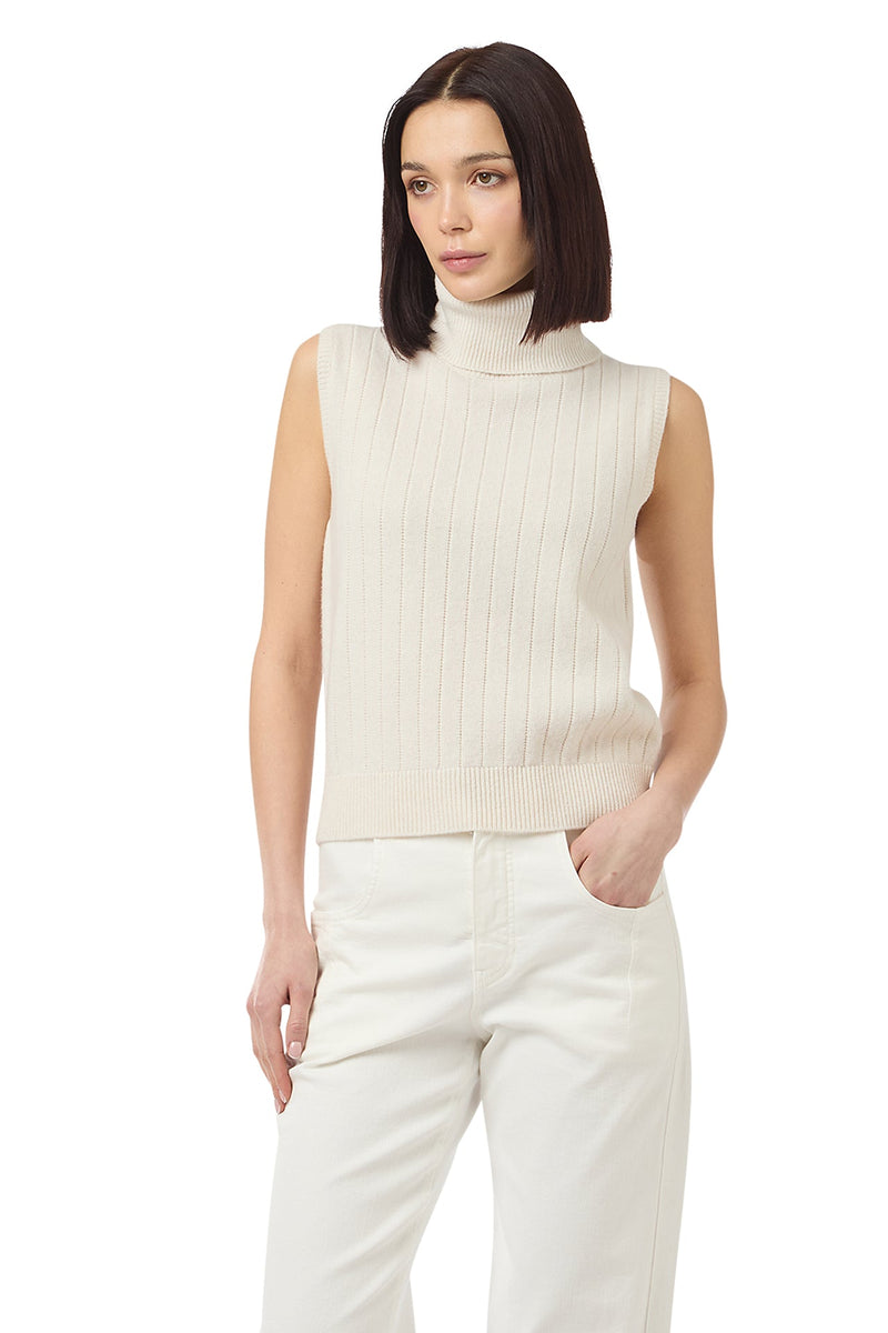 RIBBED SLEEVELESS SWEATER