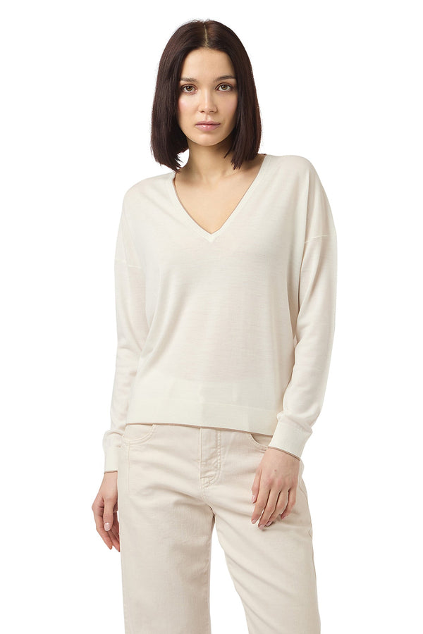 V-NECK TIPPING SWEATER