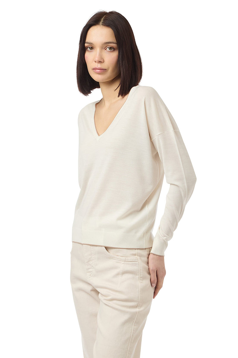 V-NECK TIPPING SWEATER