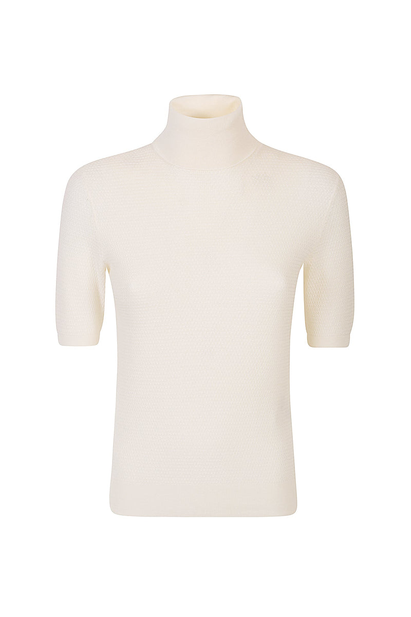 SHORT-SLEEVED TURTLENECK SWEATER