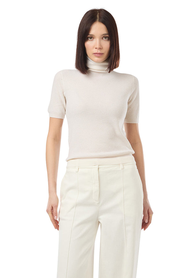 SHORT-SLEEVED TURTLENECK SWEATER